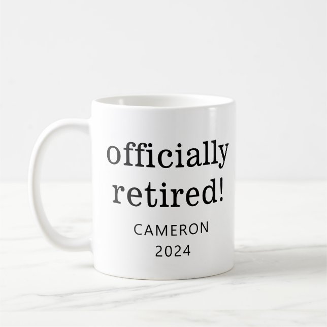 Personalised Name Year Retirement Retired Gift Coffee Mug (Left)