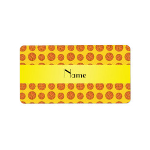 Personalised name yellow basketballs label