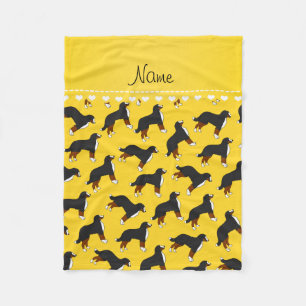 Personalised name yellow Bernese Mountain dogs Fleece Blanket