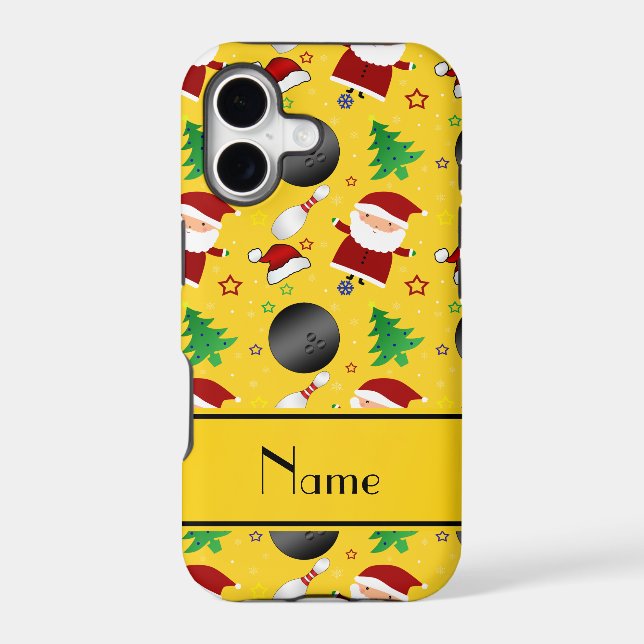 Personalised name yellow bowling christmas pattern (Back)