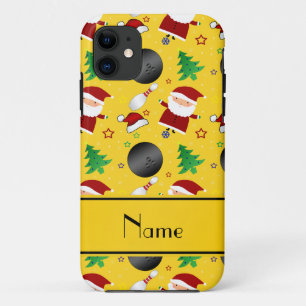Personalised name yellow bowling christmas pattern Case-Mate iPhone case