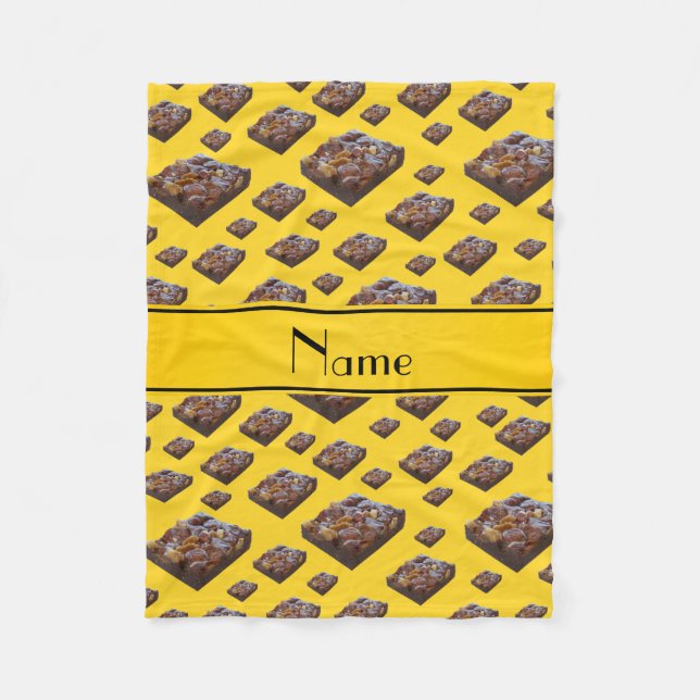 Personalised name yellow brownies fleece blanket (Front)