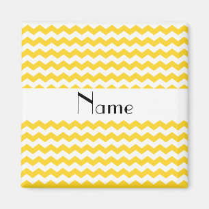 Personalised name yellow chevrons magnet