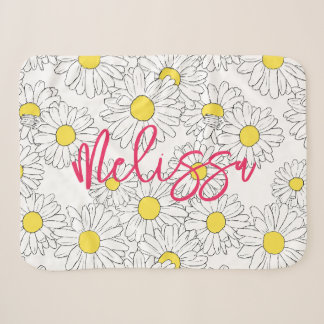 personalised name yellow daisy pattern modern sherpa blanket