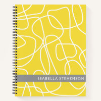 Personalised Name Yellow Grey Abstract Line Art