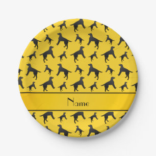 Personalised name yellow Labrador Retriever dogs Paper Plate