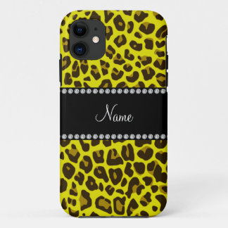 Personalised name yellow leopard pattern Case-Mate iPhone case