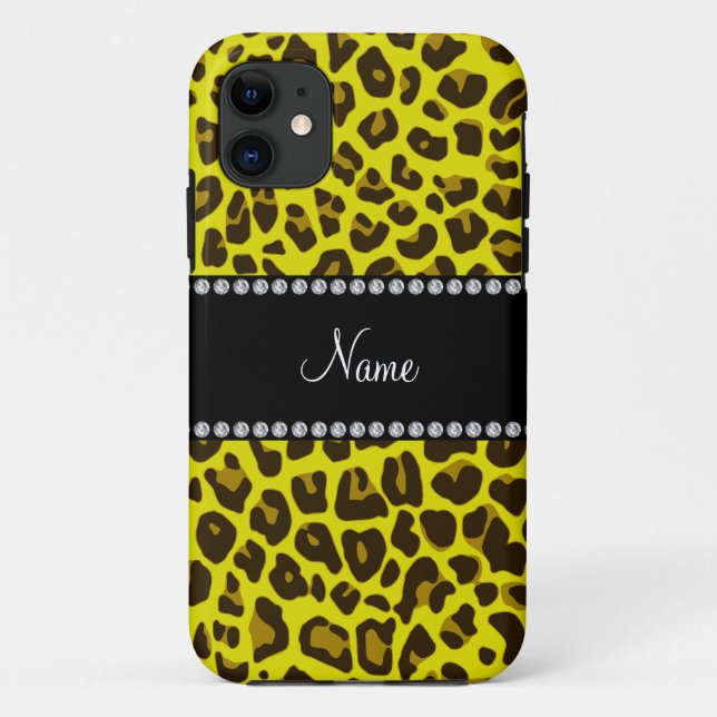 Personalised name yellow leopard pattern Case-Mate iPhone case (Back)