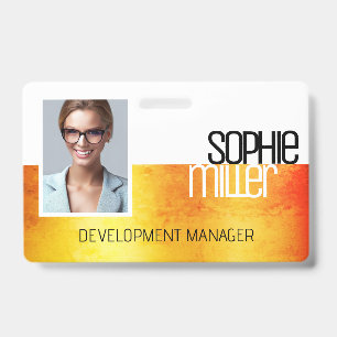 Personalised Name Yellow Orange Gradient Trendy  ID Badge