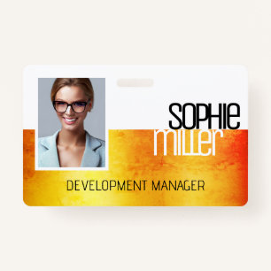 Personalised Name Yellow Orange Gradient Trendy  ID Badge