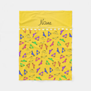 Personalised name yellow rainbow bikinis fleece blanket
