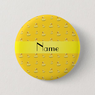 Personalised name yellow rubber duck pattern 6 cm round badge