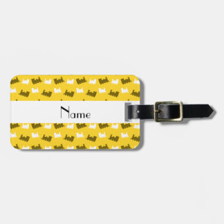 Personalised name yellow train pattern luggage tag