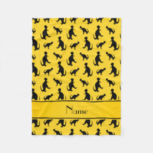 Personalised name yellow trex dinosaurs fleece blanket