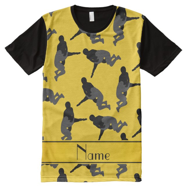 Personalised name yellow wrestling All-Over print T-Shirt (Front)