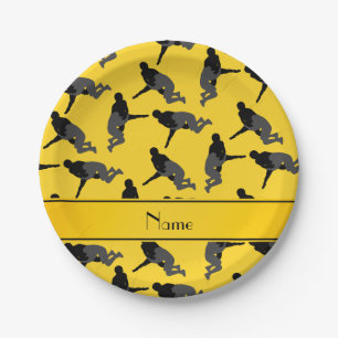 Personalised name yellow wrestling paper plate