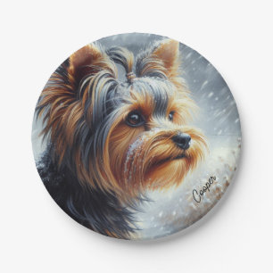 Personalised Name Yorkshire Terrier Yorkie Art Paper Plate