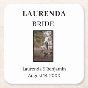 Personalised Named Bride Square Paper Coaster