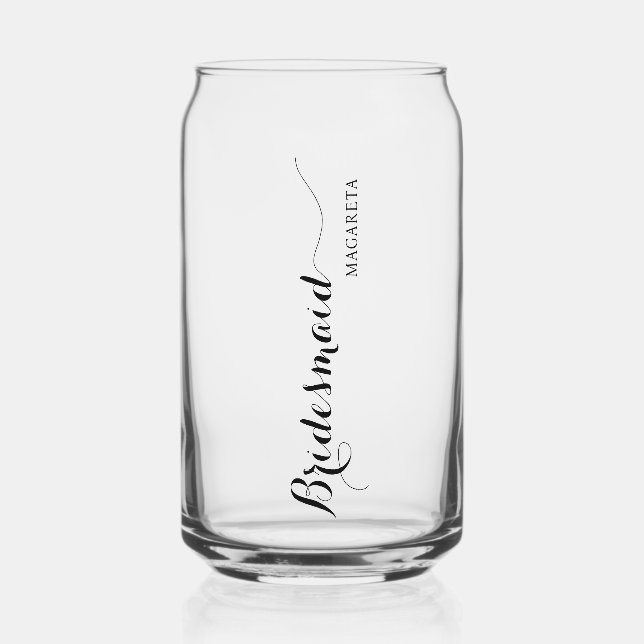 Personalised Named Bridesmaid Can Glass (Front)
