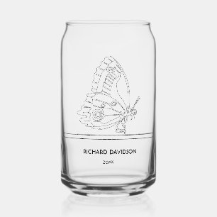 Personalised Named Butterfly Image Can Glass