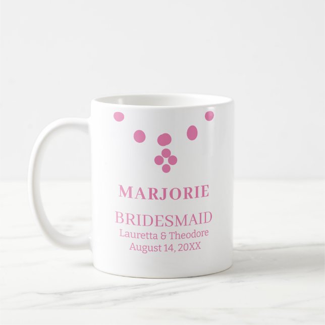 Personalised Named Pink Wedding Bridesmaid Coffee Mug (Left)