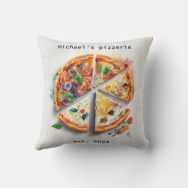 Personalised Named Pizzeria Throw Pillow (Back)