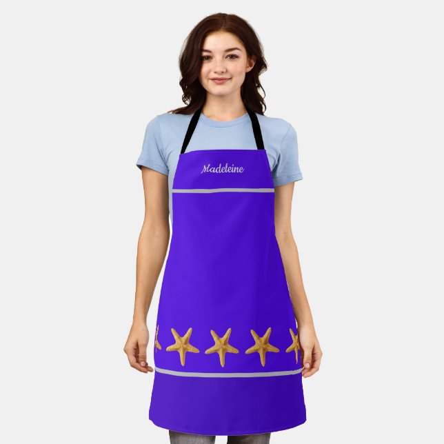 Personalised Named Purple w/ Starfish Apron (Worn)