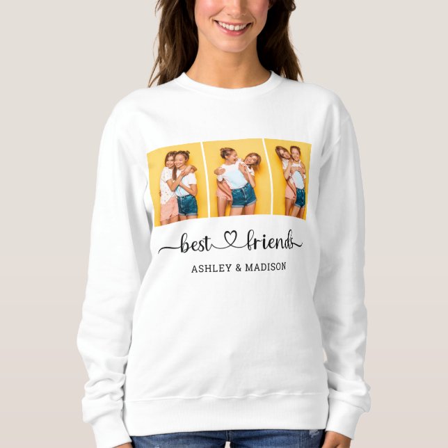 Personalised Names 3 Photo Collage Best Friends Sweatshirt (Front)