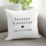 Personalised Names and Date Wedding Anniversary Cushion<br><div class="desc">Create your own custom wedding anniversary gift featuring personalised names and date in typewriter typography.</div>