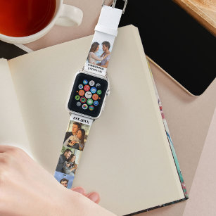 Personalised Names and Date with 5 Photo Collage Apple Watch Band