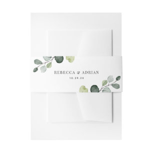 Personalised Names Eucalyptus Greenery Wedding Invitation Belly Band