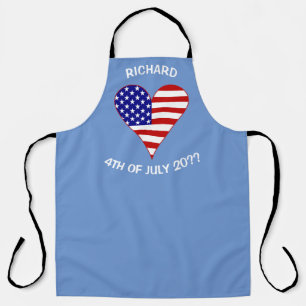 Personalised Names Holiday USA Flag Heart Funky Apron