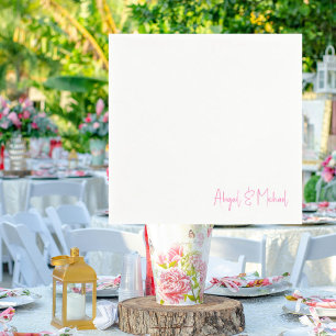 Personalised Names Hot Pink Wedding Cocktail Napkin