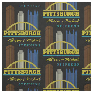 Personalised Names Pittsburgh Pennsylvania Skyline Fabric