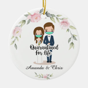Personalised names quarantined for life ceramic tree decoration