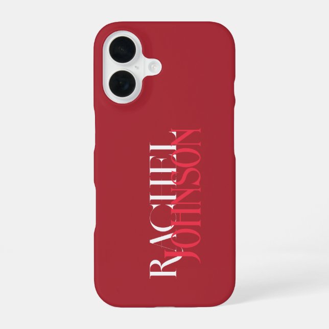 Personalised Names Red Monochrome iPhone 16 Case (Back)