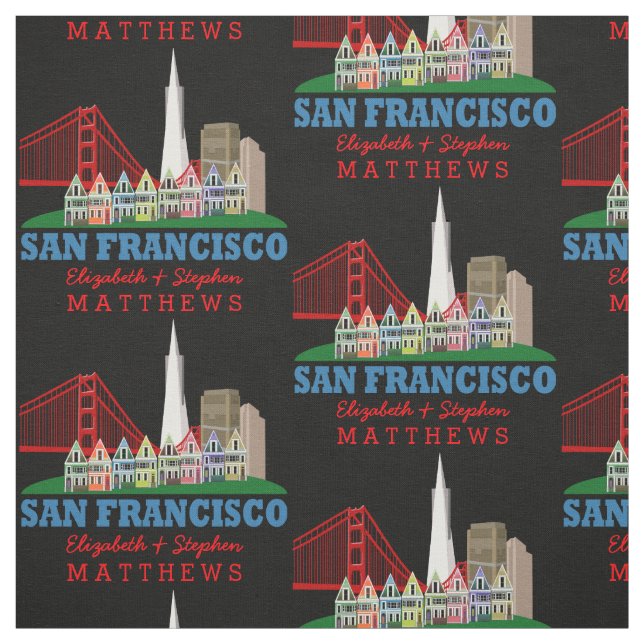 Personalised Names San Francisco Skyline Fabric (Swatch)