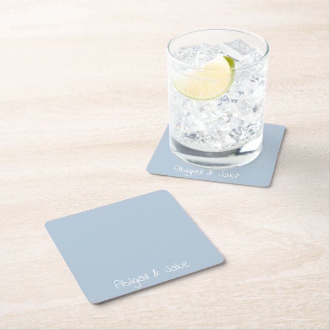 Personalised Names Sky Blue Cocktail Square Paper Coaster (Insitu)