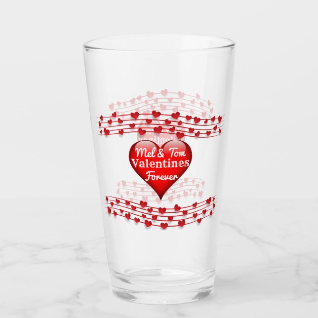 Personalised Names Valentines Forever Glass Cup (Front)