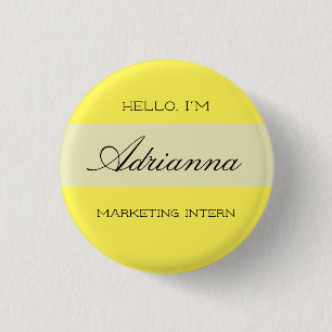 Personalised Nametag Button with Job Title Yellow