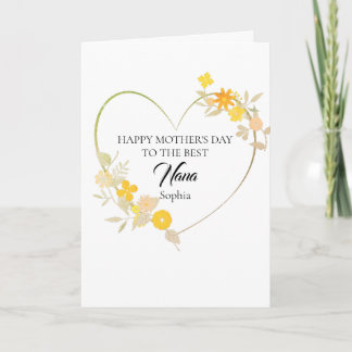 Personalised Nana Name Mother’s Day Floral Heart Card