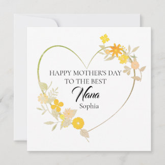 Personalised Nana Name Mother’s Day Floral Heart Card