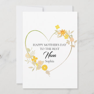 Personalised Nana Name Mother’s Day Floral Heart Card