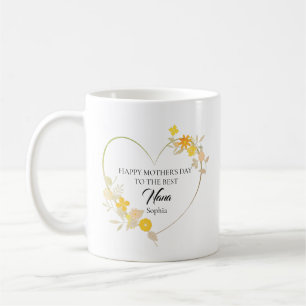 Personalised Nana Name Mother’s Day Floral Heart Coffee Mug
