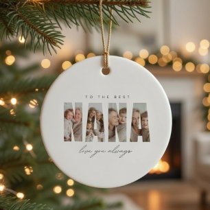 Personalised NANA Photo Christmas Custom  Ceramic Tree Decoration