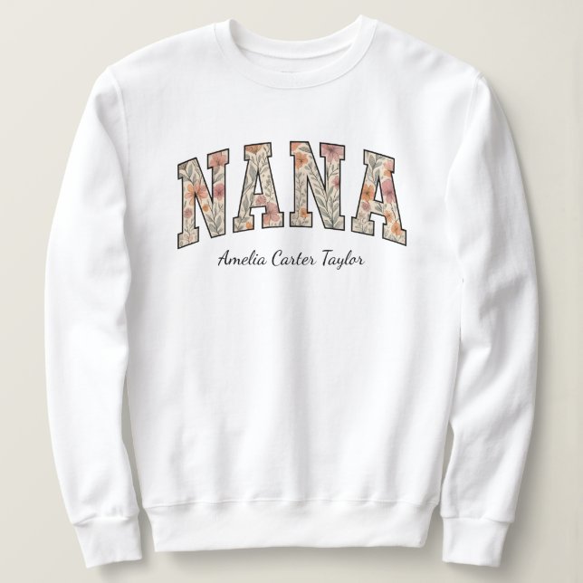 Personalised Nana with Grandkids Names Sweatshirt (Design Front)