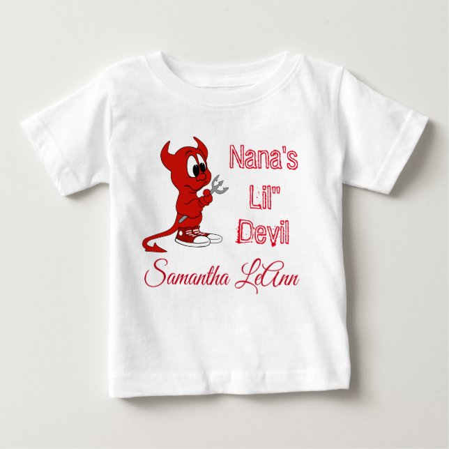 Personalised Nana's Lil Devil Halloween Baby T-Shirt (Front)