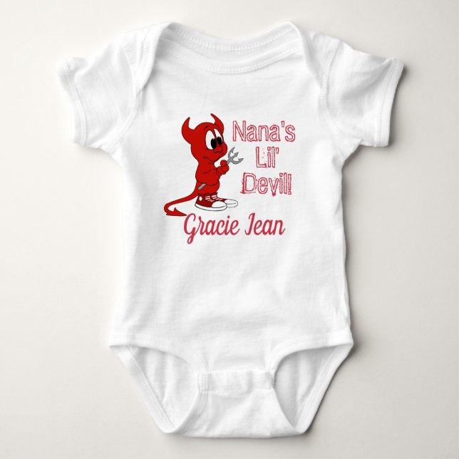 Personalised Nana's Lil Devil with Cute Devil Baby Bodysuit (Front)
