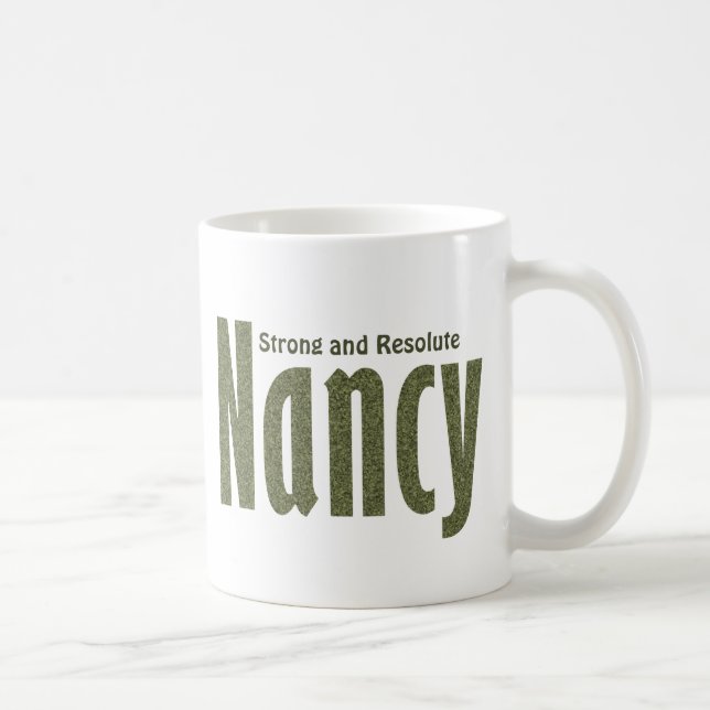 Personalised "Nancy" in Army Green Camouflage Coffee Mug (Right)