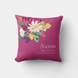 Personalised nanna elegnat pink floral cushion